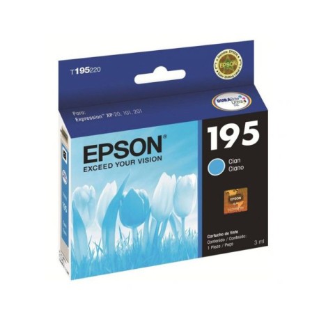 Cartuchos de Tinta Epson 195 (T195220) Cyan Original para 210 páginas.