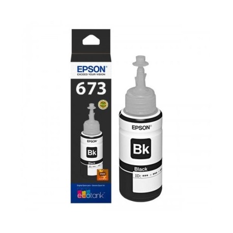 Botella de Tinta Epson 673 (T673120) Negro Original para 2,200 páginas.