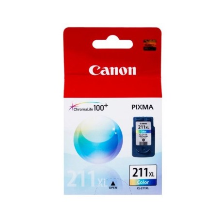 Cartucho de Tinta Canon CL-211XL (2975B017AA) Tricolor Original de Alto rendimiento para 360 páginas.