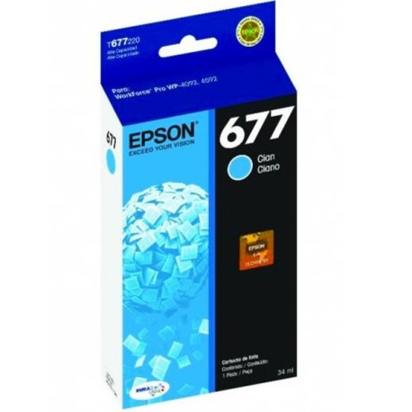 Cartuchos de Tinta Epson 677 (T677220) Cyan Original para 3,400 páginas.