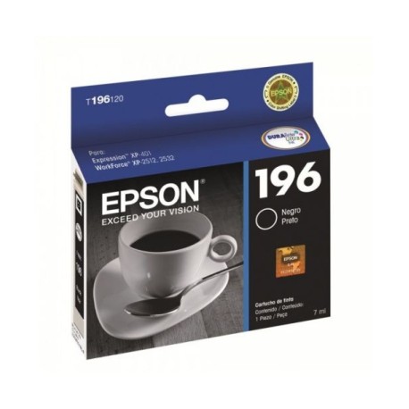 Cartuchos de Tinta Epson 196 (T196120) Negro Original para 175 páginas.