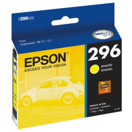 Cartucho de Tinta Epson 296 (T296420) Amarillo Original para 250 páginas.