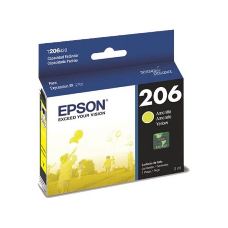 Cartucho de Tinta Epson 206 (T206420-AL) Amarillo Original para 200 páginas.